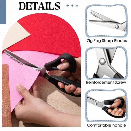 Miniatura 5 de 6 tijeras de pintar para manualidades y corte de papel, 0.118 pulgadas, 0.197 pulgadas, 0.197 pulgadas, festoneadas, tijeras triangulares, tijeras