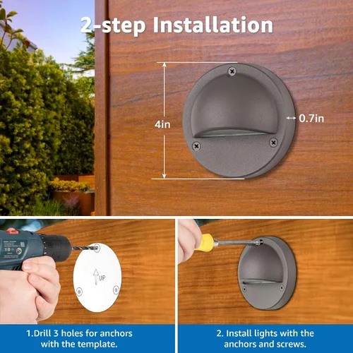 Miniatura 3 de SUNVIE Luces de cubierta de bajo voltaje con conector Fastlock2 de cable de 5 W, luces LED para escalones de paisaje, iluminación de acento al aire