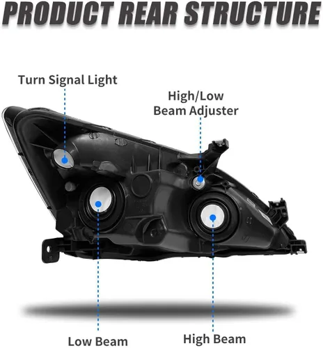 Miniatura 6 de Conjunto de faros delanteros Accord 2003 2004 2005 2006 2007 para Honda Accord 2003-2007 2/4dr lente transparente carcasa cromada con reflector