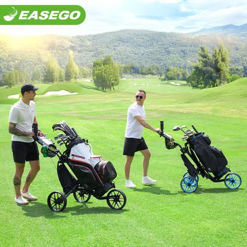 Miniatura 10 de EASEGO Golf Push Cart 3 Wheel : Golf Bag Cart Foldable with Phone Holder/Cup/Umbrella Holder Compact Golf Pull Carts Quick Fold Golf Caddy Push