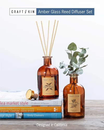 Miniatura 3 de Craft & Kin Difusor de Varillas Oud Wood Aceite Esencial Completamente Natural y 8 Varillas Aromáticas de Ratán Difusores de Varillas