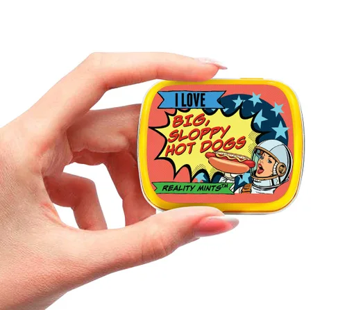 Gears Out I Love Big Sloppy Hot Dogs Reality Mints - Divertidas mentas de gaulteria - Divertidas latas de menta - perfectas para hermana, mejor