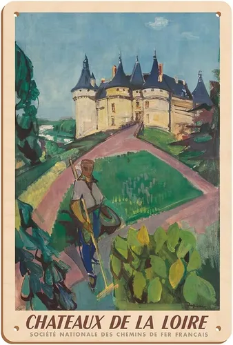 Miniatura 5 de Pacifica Island Art Jacques Ceria Despierre c. 1953-8 x 12 pulgadas, cartel de metal vintage de Châteaux of The Loire Valley, SNCF