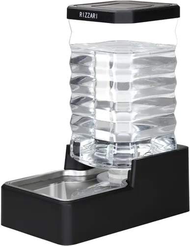Miniatura 14 de RIZZARI Comedero automático de agua para mascotas de acero inoxidable: Dispensador automático a prueba de fugas por gravedad de 8.5L en color negro