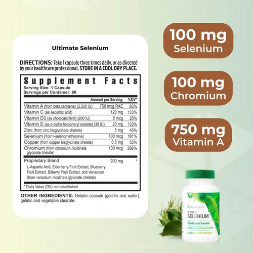 Miniatura 3 de Youngevity Ultimate Selenium Trace Element Formula - 90 cápsulas Selenio 100 MCG + otras vitaminas y minerales esenciales (paquete de 1)