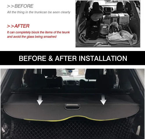 Miniatura 3 de Powerty Compatible con cubierta de carga Jeep Grand Cherokee 2011-2019 2020 2021 Retractable Protección de maletero Sombra Cubierta de equipaje