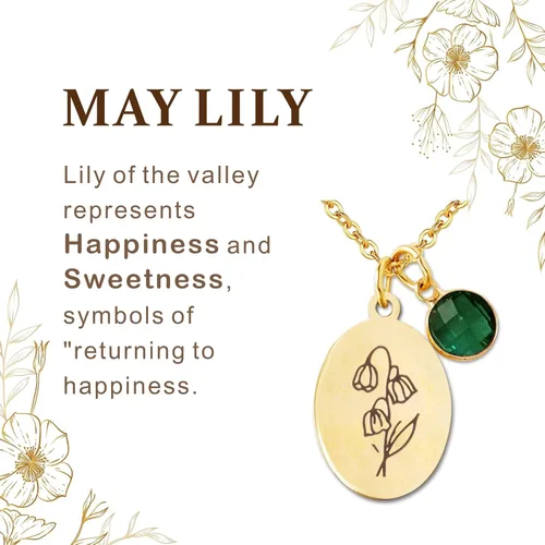 Miniatura 5 de Collar de flores de nacimiento, collar de piedra natal de diciembre, collar con dije para mamá, regalos de cumpleaños, cadena de oro, delicado
