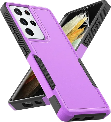 Miniatura 13 de Funda para Samsung Galaxy S21 Ultra: funda protectora de doble capa resistente para teléfono celular, a prueba de golpes, con protector de pantalla