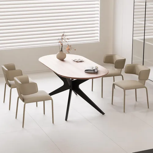 Miniatura 7 de YOUNIKE Silla de comedor tapizada individual de piel sintética de alta calidad, silla de comedor con respaldo, moderna y acolchada, cómoda silla