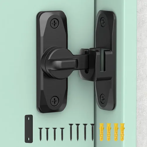 Cerradura de puerta corredera de granero y herrajes de cierre de 90/180 grados, cerradura de puerta pequeña de aleación de zinc para armario, baño,