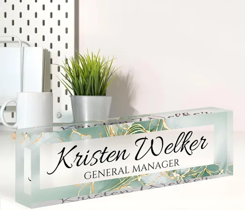 Miniatura 23 de Placa de nombre personalizada para escritorio, placa de nombre de escritorio personalizada, decoración de oficina para mujeres y hombres, accesorios