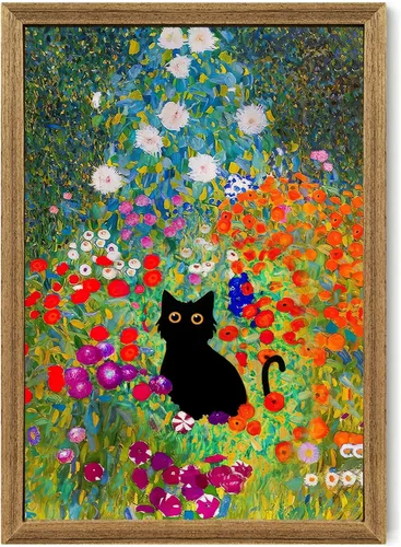 Miniatura 25 de Fantasy Artists Van Gogh - Lienzo decorativo para pared, diseño de gato negro con diseño de almendra y diseño de gato negro, pósteres de pintura al