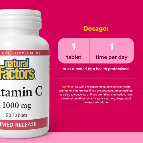 Miniatura 3 de Natural Factors - Vitamina C 1000mg liberación temporal, potente protección antioxidante, 90 tabletas