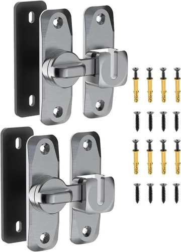 Miniatura 10 de Cerradura de Puerta de Granero Abatible de 90/180 Grados, Protege la Privacidad - Pestillo de Puerta Corredera de Seguridad, Herrajes de Pestillos