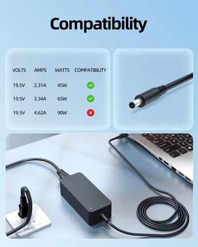 Miniatura 5 de Superer Cargador de 10 pies 65 W 45 W para laptop Dell Latitude 3520 3420 3510 3410 3500 3400 3390 3490 3590 3310 3301