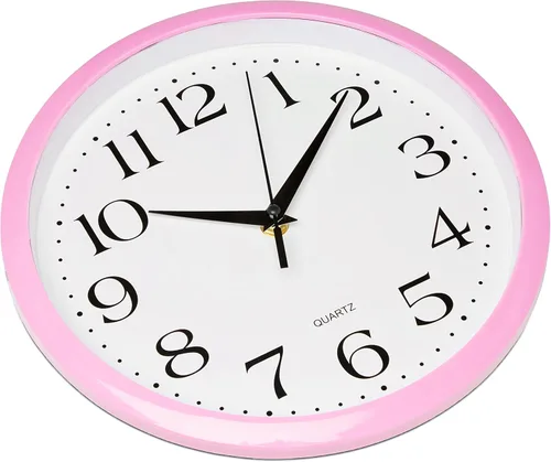 Miniatura 5 de Bernhard Products - Reloj de cuarzo de pared rosa claro, silencioso, sin tictac, redondo, 10 pulgadas, a pilas y fácil de leer, para hogar, cocina