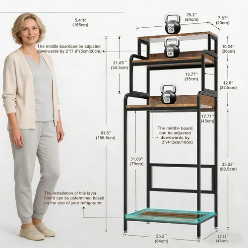 Miniatura 2 de COCOLUCKY Mini soporte para nevera de 4 niveles con almacenamiento, mini gabinete para refrigerador con almacenamiento, soporte para microondas