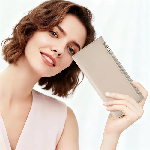 Miniatura 2 de Tipmile Cartera ultra delgada para mujer, cartera de cuero plegable para mujer, cartera RFID, cartera de bloqueo RFID para tarjetas de crédito