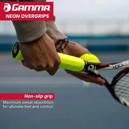 Miniatura 5 de GAMMA Overgrips deportivos de neón para tenis – Alto rendimiento y absorción de humedad, también para pickleball, pádel, raqueta Sports OG – Dri