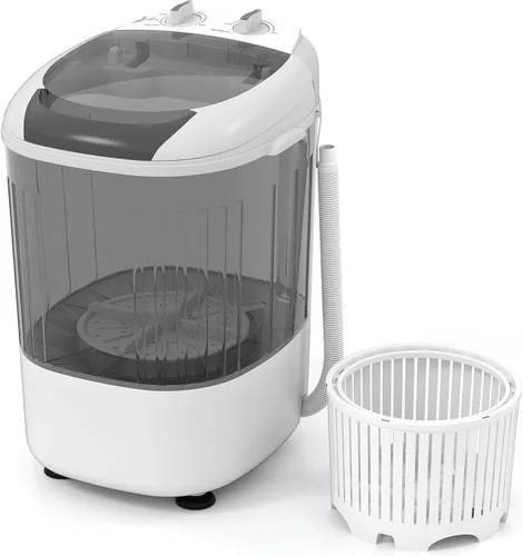 ARLIME Lavadora portátil, mini lavadora de carga superior de 5.5 libras con bañera de secado giratorio extraíble y cubierta de seguridad, máquina de