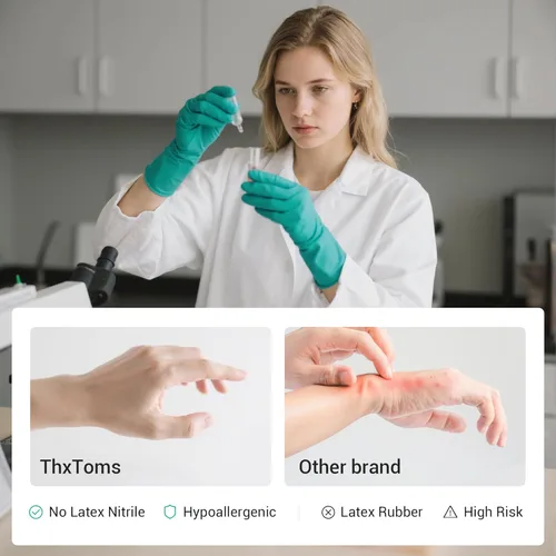 Miniatura 3 de ThxToms 5 pares de guantes de nitrilo resistentes a productos químicos, 15 mil, 13 pulgadas, guantes reutilizables de látex sin goma, resistentes