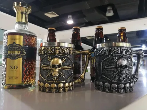 Miniatura 5 de Taza de café con diseño de calavera, taza de calavera, regalo DND, taza de cerveza vikinga de acero inoxidable de doble pared para beber, vaso