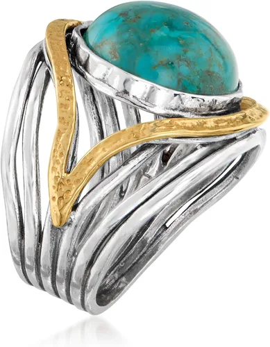 Miniatura 3 de Ross-Simons Pearl or Gemstone Openwork Ring in Silver and 14kt Yellow Gold