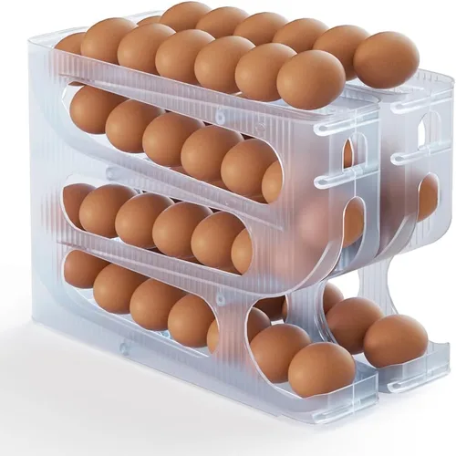 Miniatura 12 de Sotfamily Soporte para huevos para nevera, dispensador automático de huevos para refrigerador, encimera, cocina, rodillo de huevos que ahorra