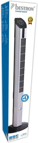 Miniatura 3 de Bestron Ventilador de torre de diseño con función giratoria, altura 42.1 in, 50 W, negro/gris