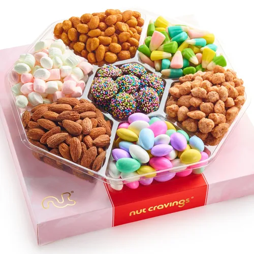 Miniatura 22 de Canasta de regalo con frutos secos para Navidad y festividades + cinta verde (juego de 7 piezas, 2.2 libras), bandeja preparada de alimentos