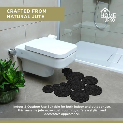 Miniatura 6 de Alfombra de baño bohemia de yute Alfombra de inodoro lavable hecha a mano Alfombra de baño moderna Decoración de baño bohemia tejida de doble