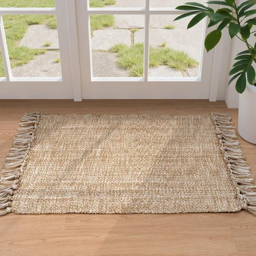 Miniatura 42 de Collive - Tapete de pasillo de cocina, 2 x 4.3 pies, tejido a mano, reversible, lavable, de algodón, color blanco/beige, para baño, pasillo