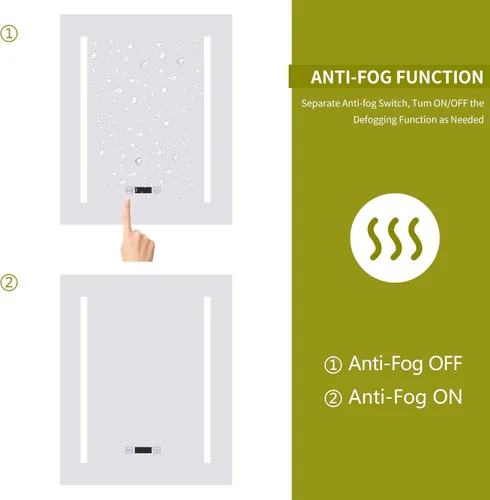 Miniatura 6 de Botiquín de baño con espejo, armario de baño LED de 20 x 26 pulgadas montado en la pared, espejo de tocador de baño con botón táctil, espejo