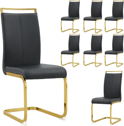 Miniatura 28 de Juego de 2 sillas de comedor modernas con esponja de alta densidad tapizada y patas de metal, sillas para comedor, sillas de comedor de piel