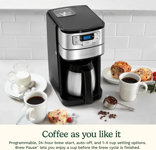 Miniatura 6 de Cafetera automática de molienda y preparación Cuisinart de 10 tazas con molinillo de cuchillas, máquina de café programable con jarra de vidrio