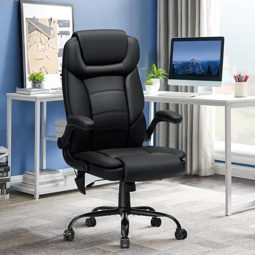 Miniatura 2 de Silla de oficina ejecutiva de 450 libras con soporte lumbar inflable, silla de oficina resistente para personas pesadas, silla ergonómica grande