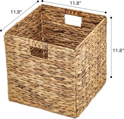 Miniatura 2 de Trademark Innovations canastillas plegables de jacinto con marco de alambre de hierro (Conjunto de 4)