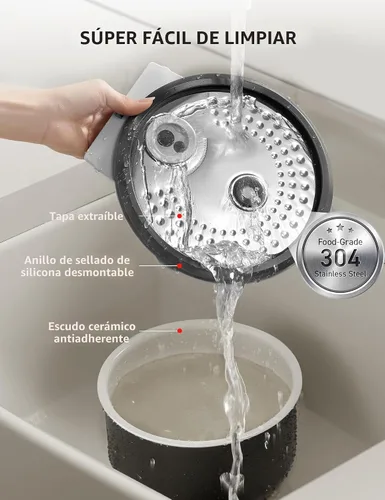 Miniatura 7 de TOSHIBA OriginTaste Arrocera de 10 tazas sin cocer, lógica difusa, funciones 15 en 1, pantalla digital, temporizador de retardo, función