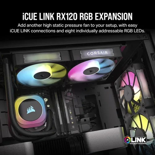 Miniatura 2 de CORSAIR iCUE Link RX120 RGB Ventilador PWM de 120 mm - Rodamiento de cúpula magnética - Ventilador individual - Negro