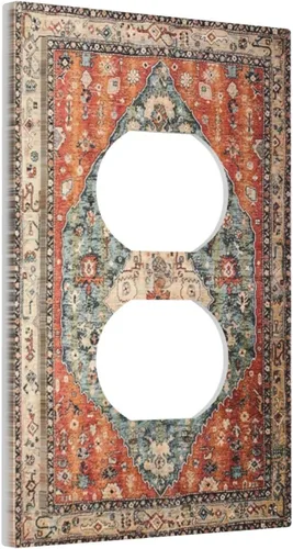 Miniatura 1222 de Placa Decorativa de Pared de Granja Rústica con Cuerno de Madera para Puerta de Granero 1 Banda Duplex Cubiertas de Toma Eléctrica Soltera