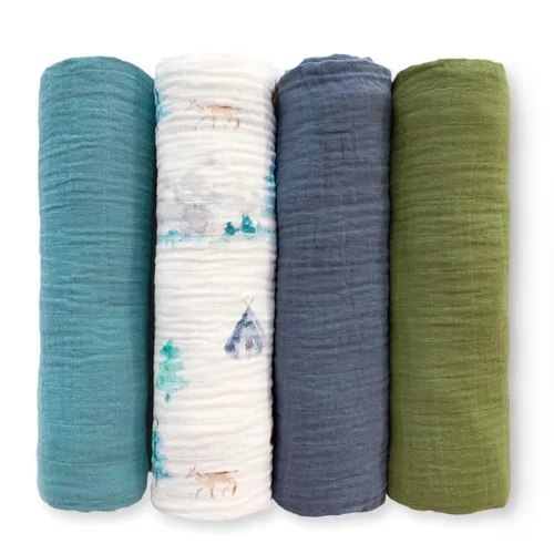 Miniatura 16 de SwaddleDesigns Juego de 4 mantas de muselina de algodón para bebé, niño y niña, mantas neutras para recién nacido, registro de bebé y regalo, 46 x