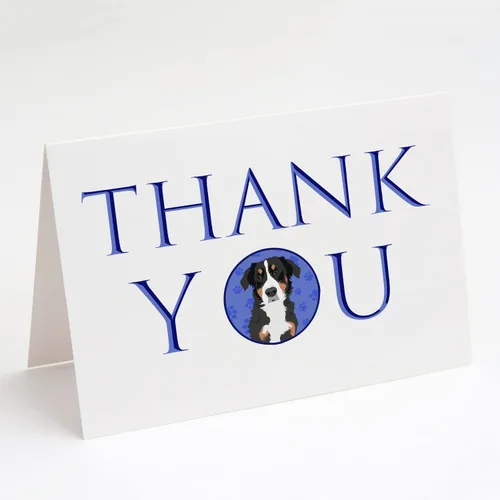 Miniatura 144 de Caroline's Treasures CK8919GCA7P - Tarjetas de felicitación y sobres de agradecimiento tricolor #1, diseño de pastor australiano, color negro, Blanco