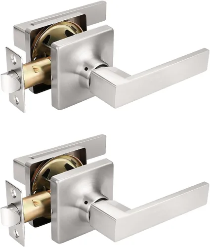 Miniatura 8 de Mengico Paquete de 1 manija de puerta de paso interior negro mate, mango resistente sin bloqueo para puertas de armario y pasillo, reversible