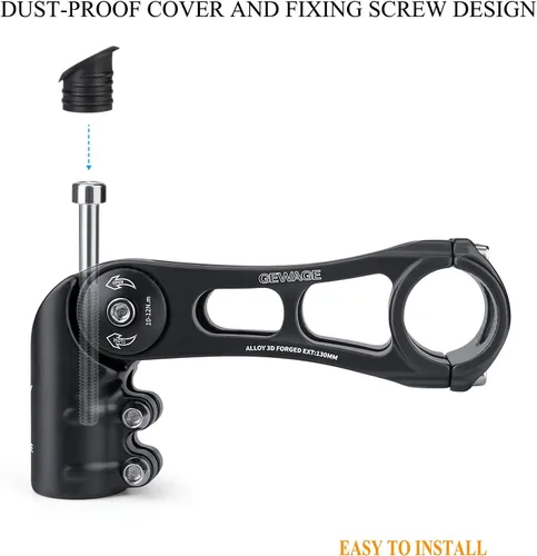 Miniatura 6 de GEWAGE Vástago de Bicicleta - Vástago de Bicicleta Ajustable de 130 Grados - Vástago de Manillar de 75mm 90mm 130mm para Manillar de 31.8(1-1/4")