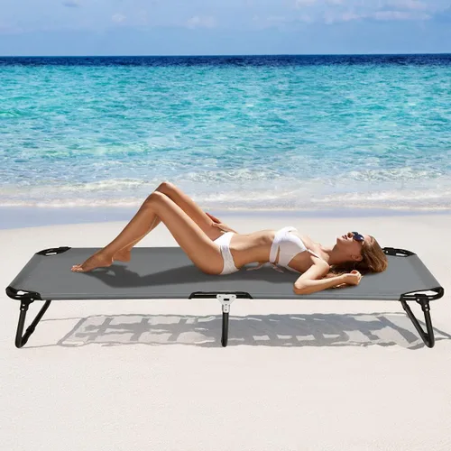 Miniatura 8 de Giantex Catre plegable de camping para adultos, cama portátil con tela Oxford 600D, marco resistente, capacidad de 350 libras, uso en 1 paso, silla