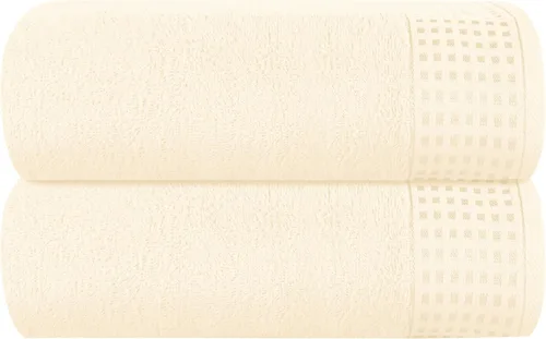 Miniatura 68 de GLAMBURG Juego de 2 toallas de baño de gran tamaño 100% algodón, 28 x 55 pulgadas, ultra suaves, altamente absorbentes, compactas, de secado rápido