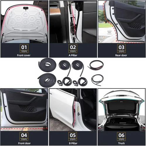 Miniatura 3 de FASTCHE Kit de sellado de puerta de cuerpo completo para Tesla Model Y 2020-2023, adhesivos de goma insonorizados, accesorios exteriores (8 unidades)