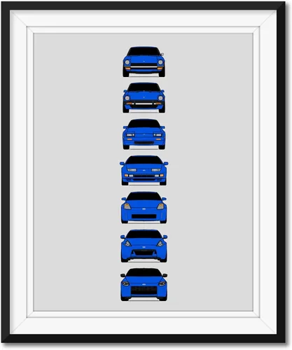 Miniatura 22 de Custom Car Posters Póster hecho a mano compatible con Nissan Z Car Generations (perfil lateral), decoración artística de Datsun Fairlady Z