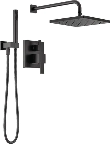 Miniatura 15 de Sistema de Ducha de Lluvia Cuadrado Delta Modern Serie 14, Conjunto de Grifo, Cabezal de Ducha de Lluvia Oro Cepillado y Conjunto de Mango, Kit