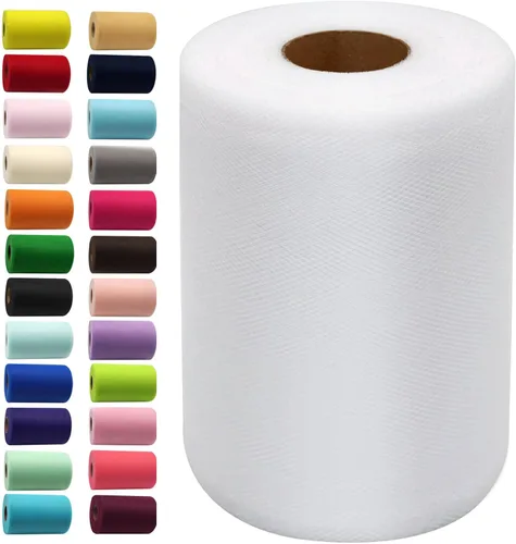 Miniatura 40 de Rollos de tela de tul de 6 pulgadas por 100 yardas (300 pies) Carrete de cinta de tul para manualidades, tutú, arco para la cabeza, decoración